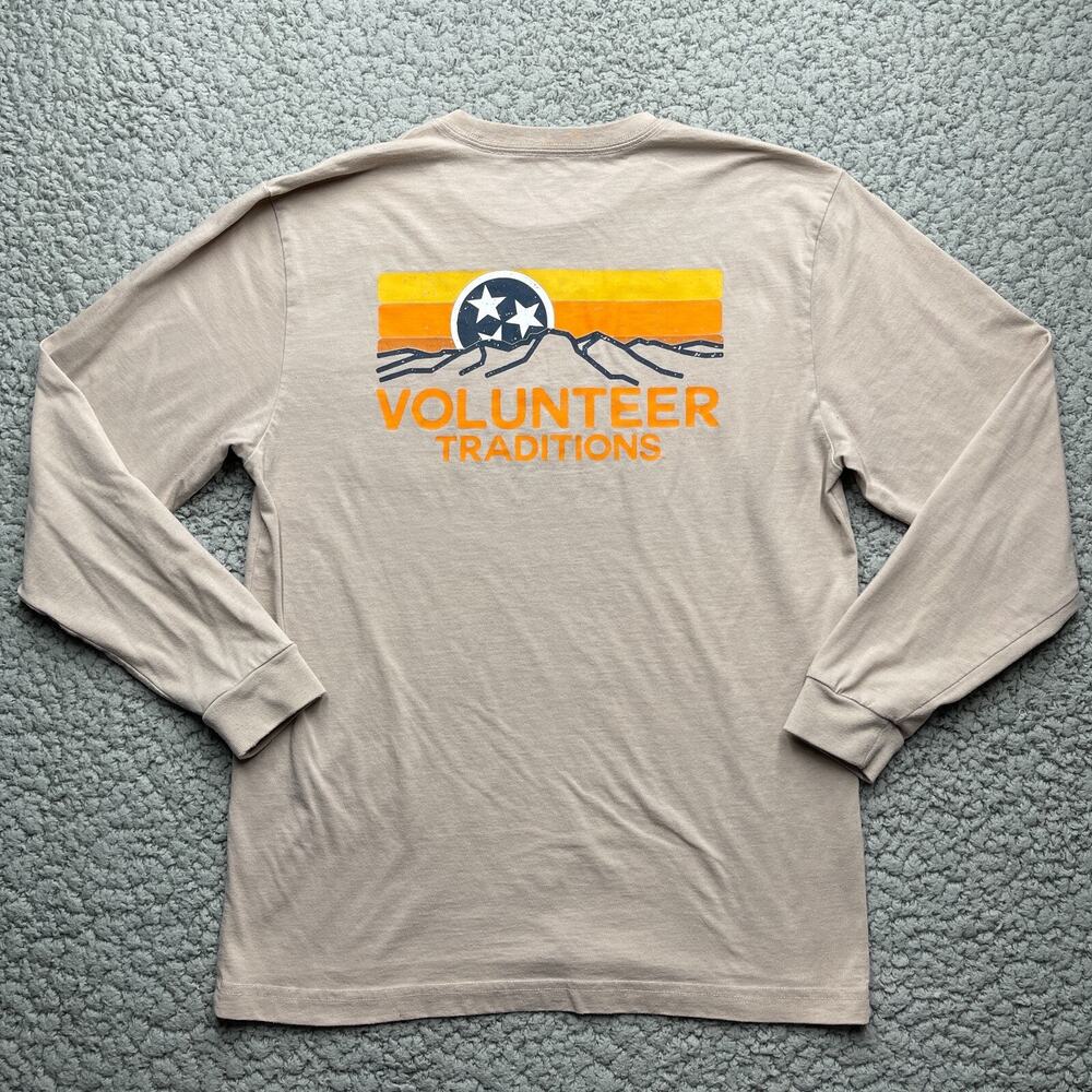 Volunteer Traditions Long Sleeve Shirt Mens Medium Brown Tennessee Crew Neck